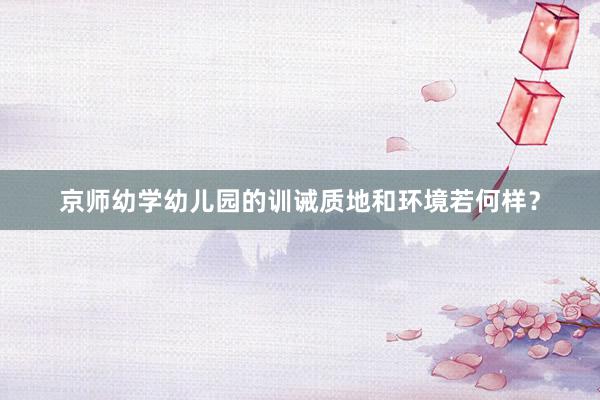 京师幼学幼儿园的训诫质地和环境若何样？